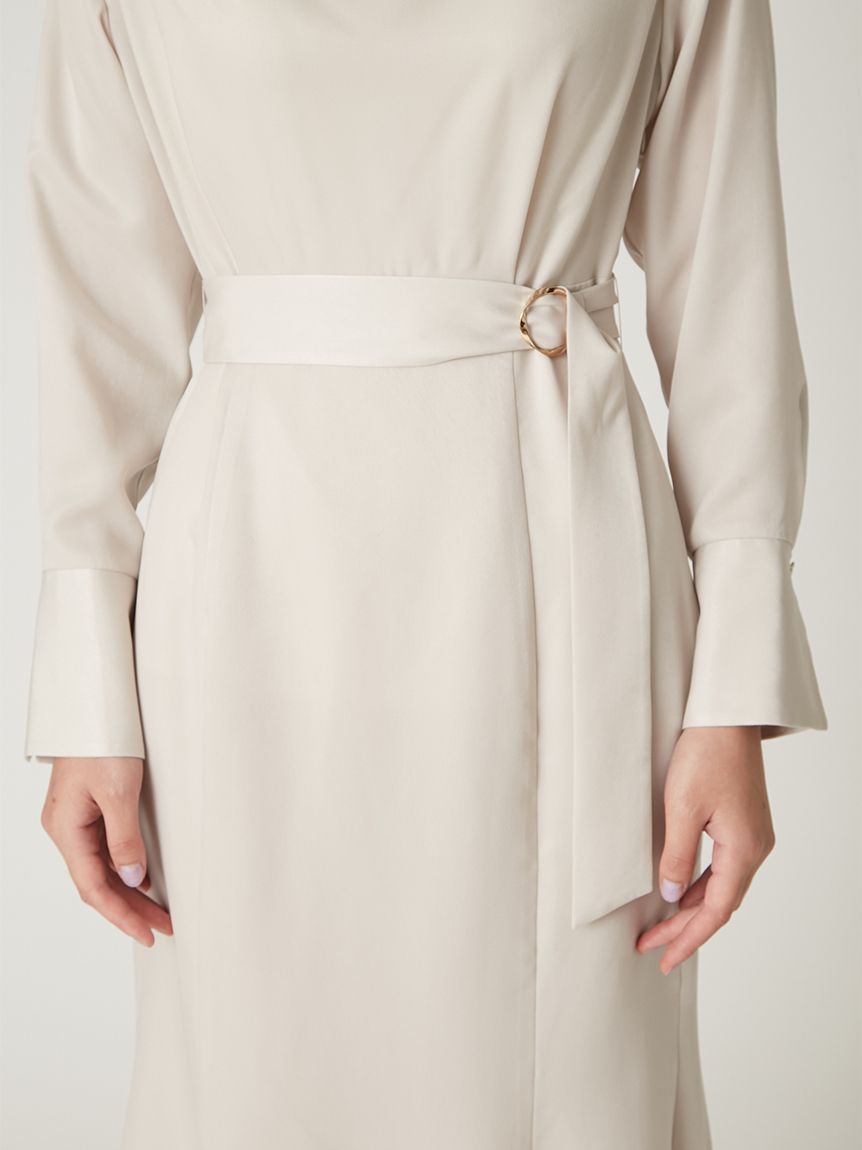 タイ付きドレープネックワンピース(マキシ・ロングワンピース