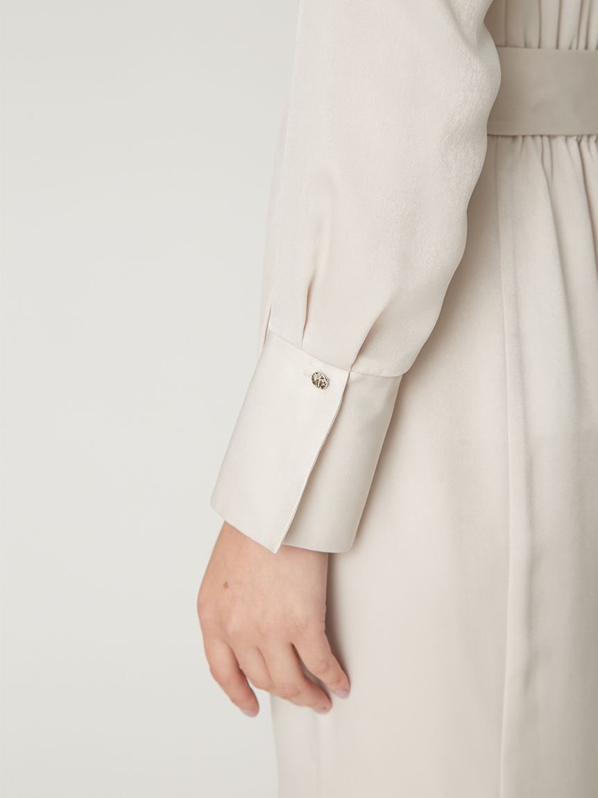 タイ付きドレープネックワンピース(マキシ・ロングワンピース