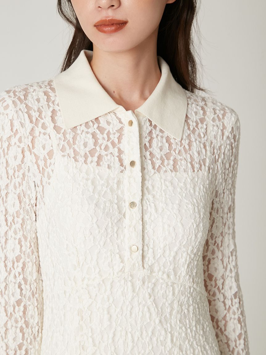 ストレッチレースポロカラーワンピース(ドレス)｜ワンピース｜FRAY I.D