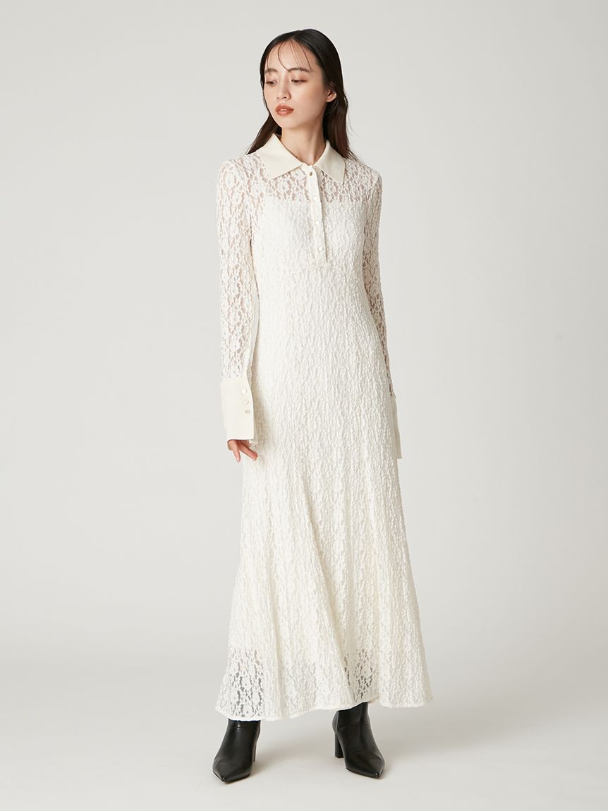 ストレッチレースポロカラーワンピース(ドレス)｜ワンピース｜FRAY I.D