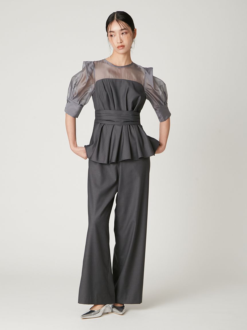 ぺプラムビスチェコンビネゾン(トップス＆ボトムセット)｜ワンピース