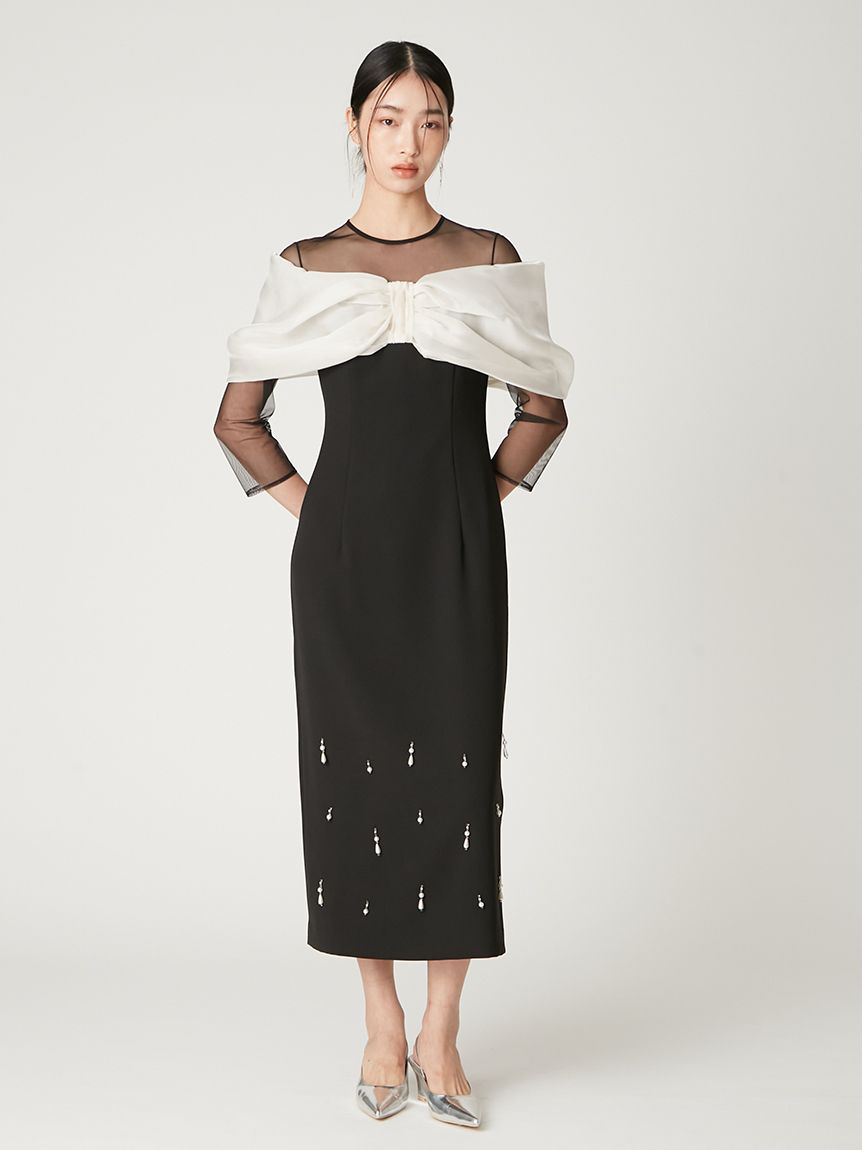 大幅値下げ！フレイアイディ　リボン付き黒パーティードレス リボンビジュードレス(ドレス)｜ワンピース｜FRAY I.D（フレイ