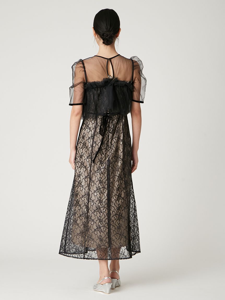 シルバーリーフレースレイヤードドレス(ドレス)｜ワンピース｜FRAY I.D