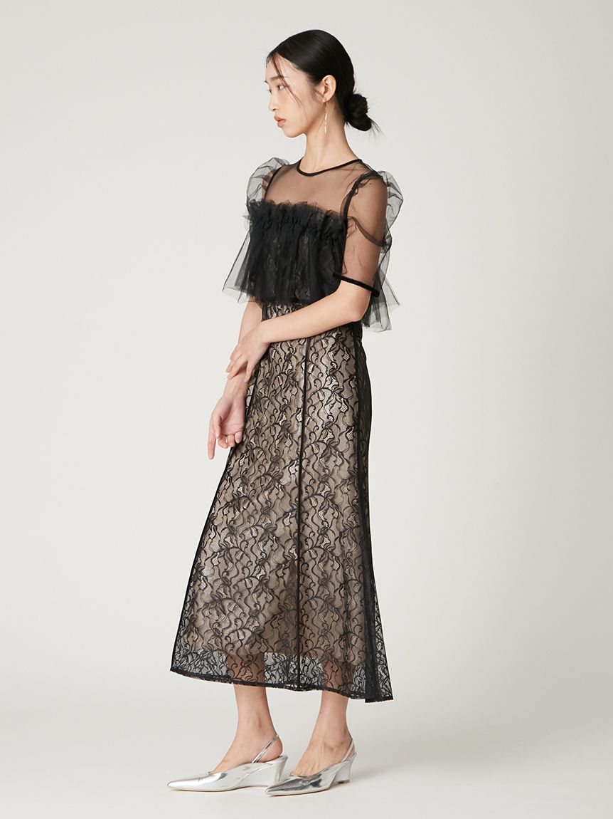 FRAY I.D シルバーリーフレースレイヤードドレス シルバーリーフレースレイヤードドレス(ドレス)｜ワンピース｜FRAY I.D