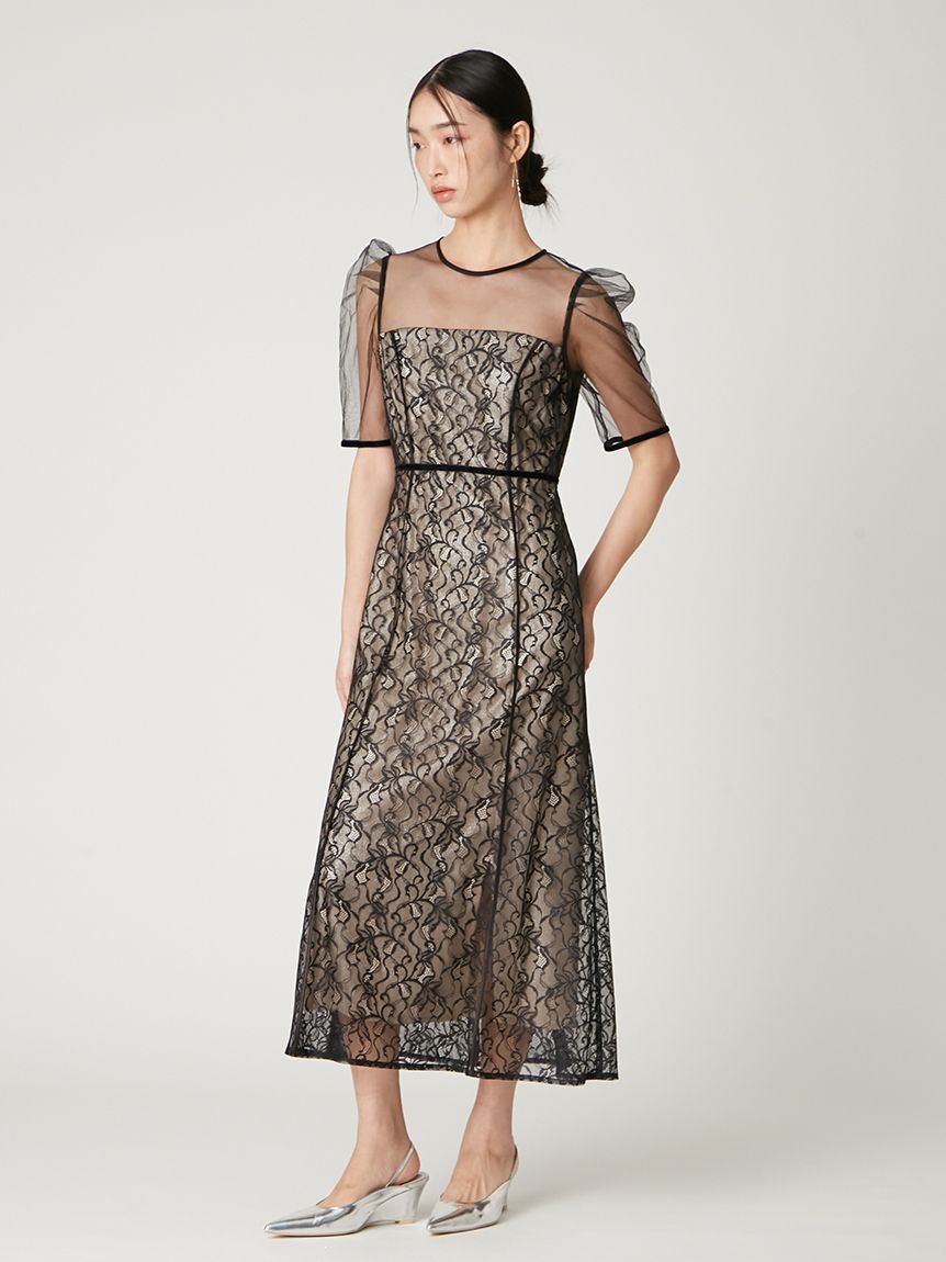 FRAY I.D シルバーリーフレースレイヤードドレス シルバーリーフレースレイヤードドレス(ドレス)｜ワンピース｜FRAY I.D