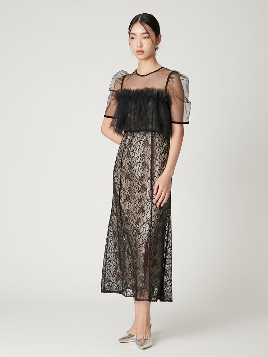 シルバーリーフレースレイヤードドレス(ドレス)｜ワンピース｜FRAY I.D