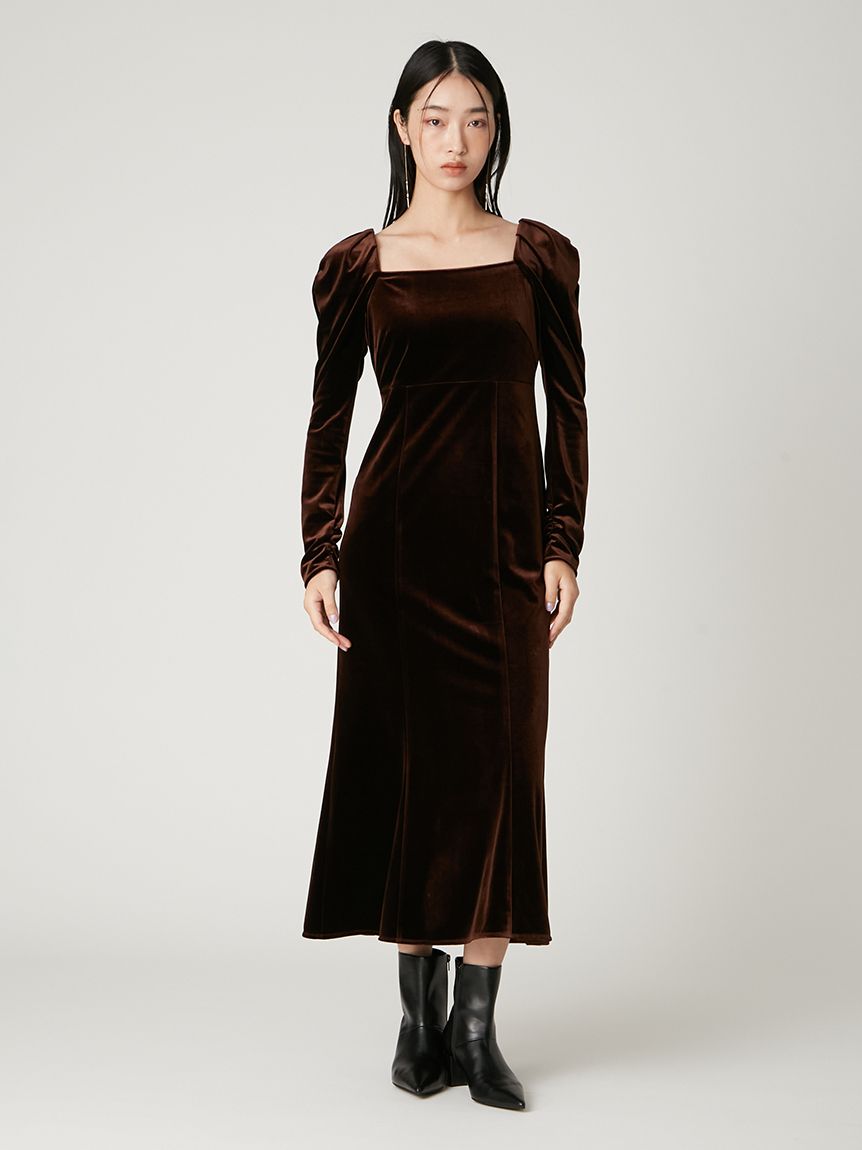 ベロアナローワンピース(マキシ・ロングワンピース)｜ワンピース