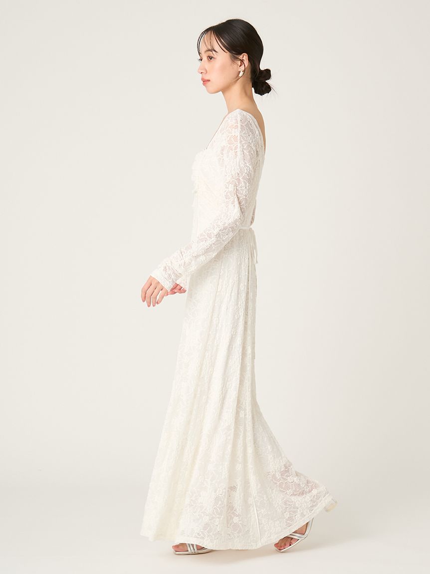 FRAY I.D レースドレス ライム　フラワーストレッチレースワンピース フラワーストレッチレースワンピース(マキシ・ロングワンピース