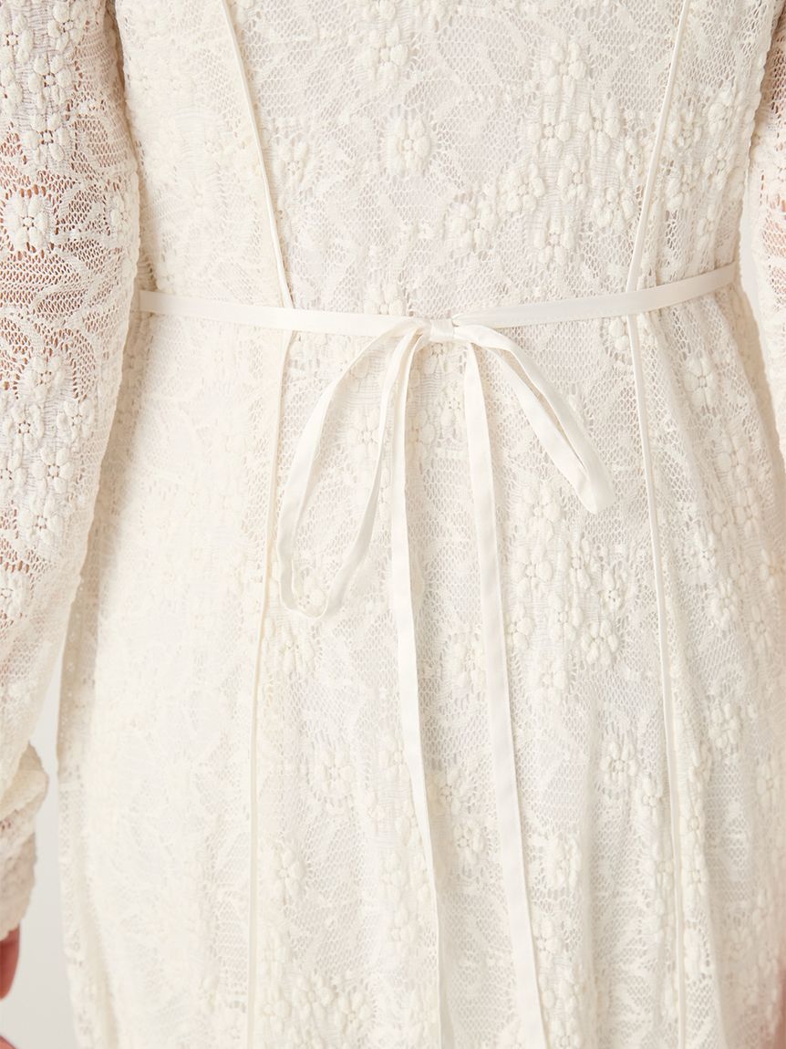 スクエアネックストレッチレースワンピース(マキシ・ロングワンピース