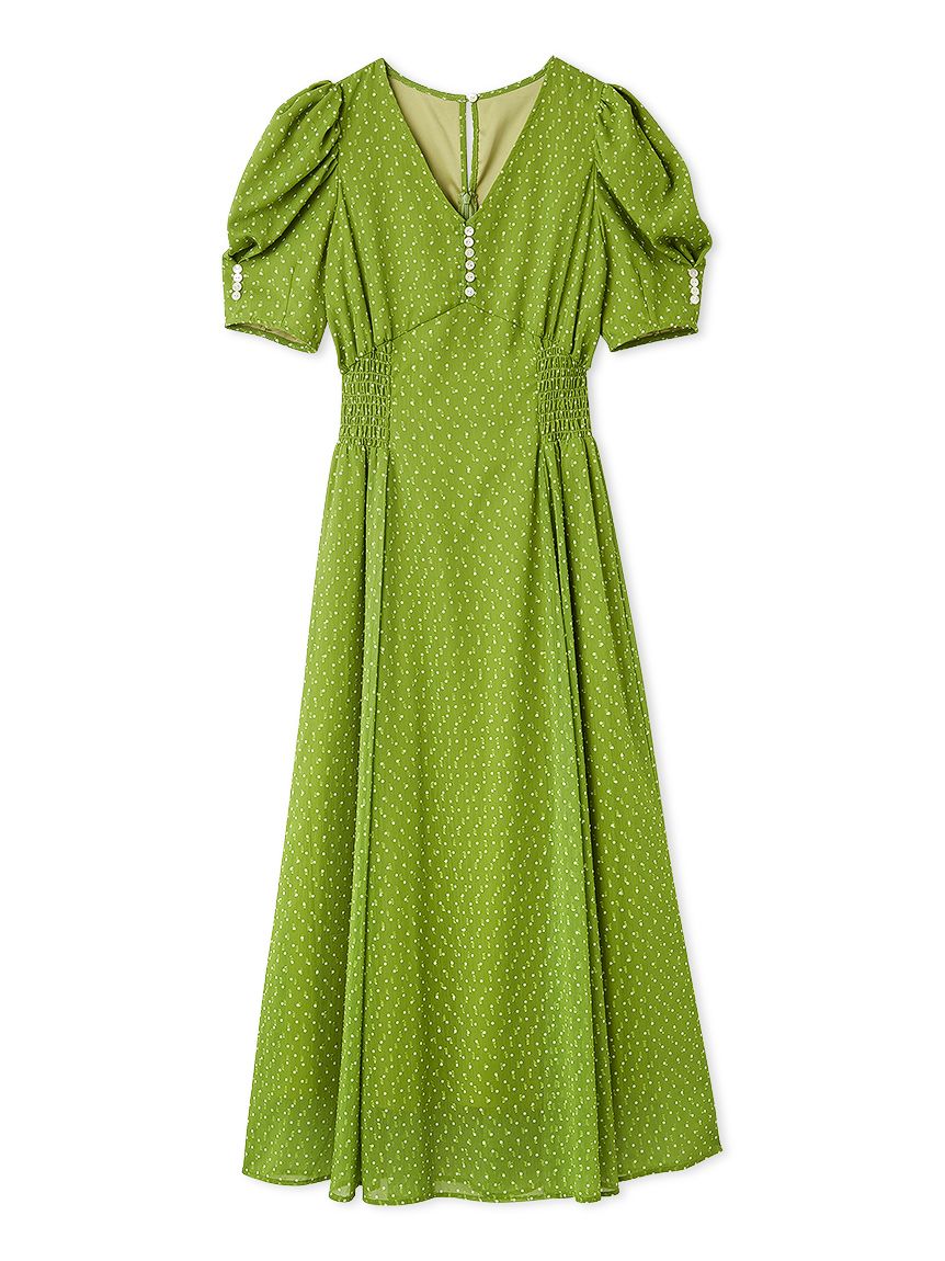 パフスリーブドットワンピース(マキシ・ロングワンピース)｜ワンピース