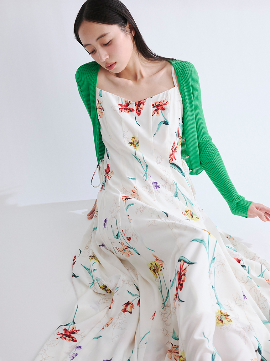 【1/16まで】Starry Skyキャミソールワンピース 00サイズあり】ボタニカルアシメパターンキャミワンピース(マキシ