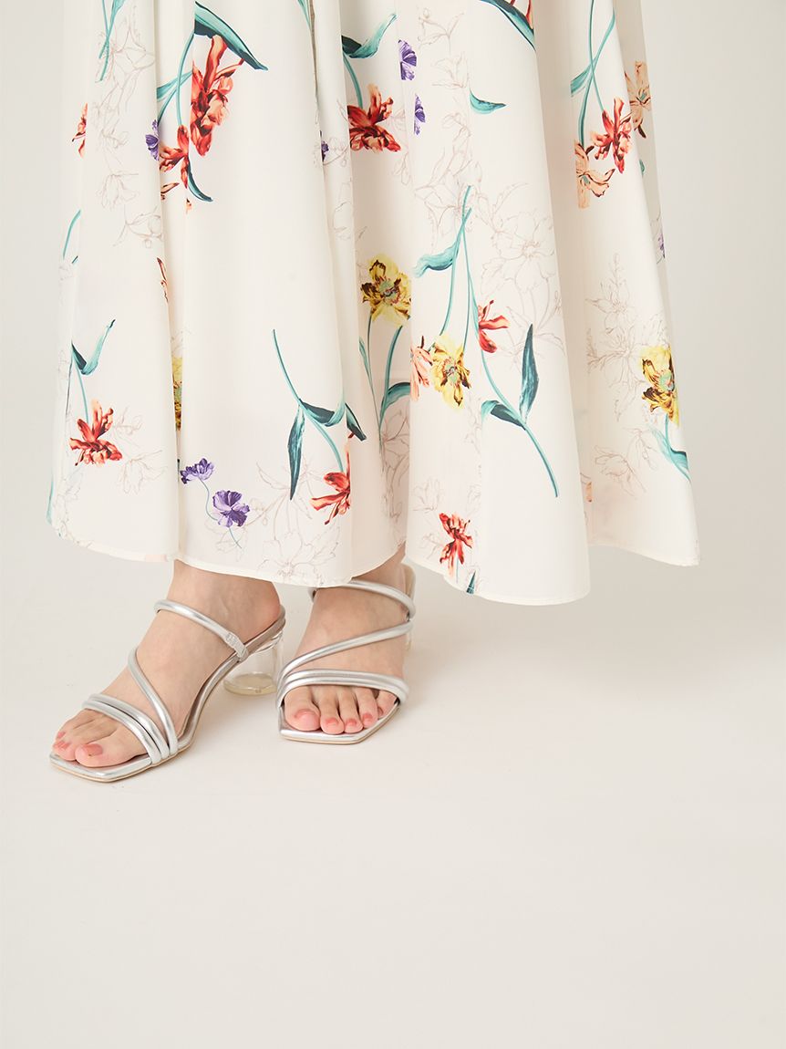 00サイズあり】ボタニカルアシメパターンキャミワンピース(マキシ