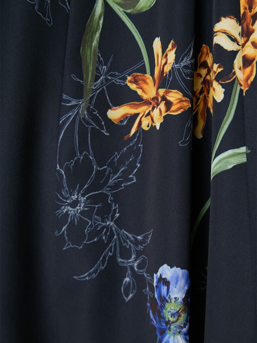 00サイズあり】ボタニカルアシメパターンキャミワンピース(マキシ