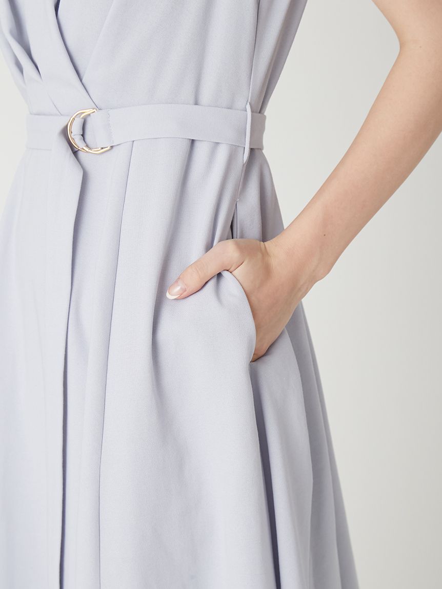 カシュクールベルトタックワンピース(マキシ・ロングワンピース