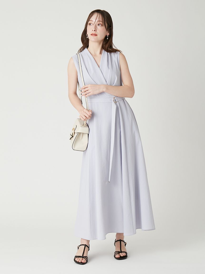 カシュクールベルトタックワンピース(マキシ・ロングワンピース