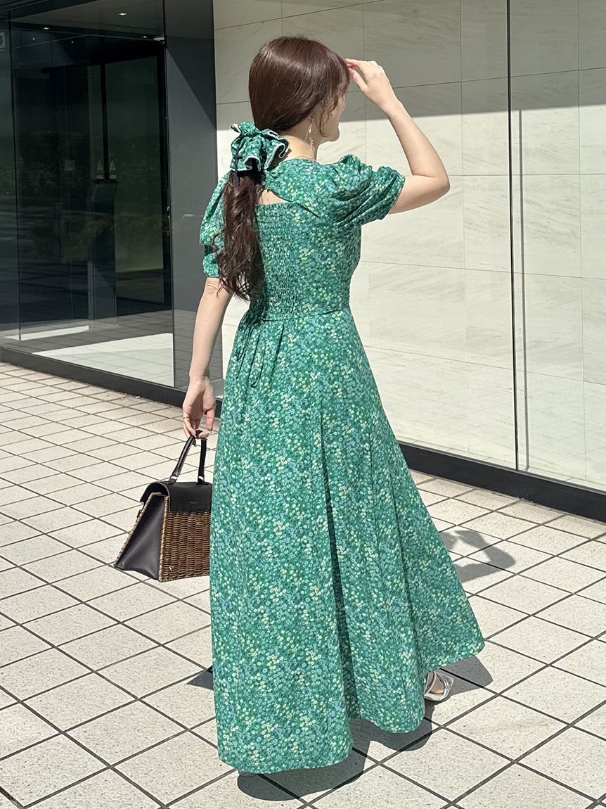 FRAY I.D MADE WITH LIBERTY FABRIC】パフスリーブワンピース(マキシ