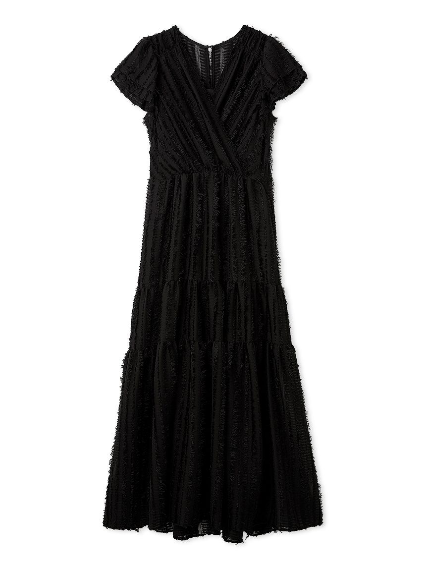 00サイズあり】フリンジジャカードティアードワンピース(マキシ