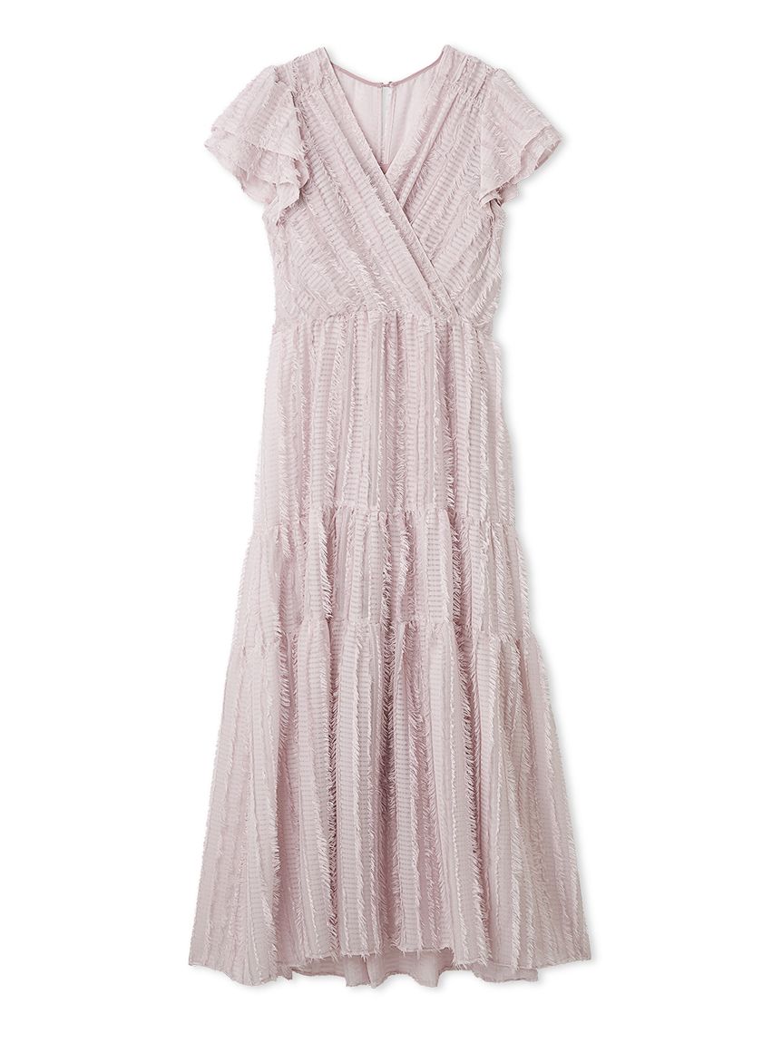 00サイズあり】フリンジジャカードティアードワンピース(マキシ