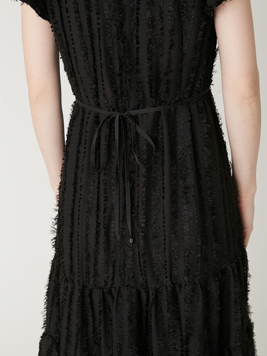 00サイズあり】フリンジジャカードティアードワンピース(マキシ