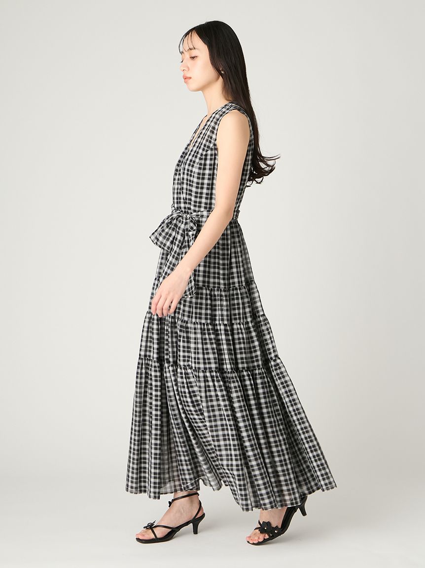 カシュクールティアードワンピース(マキシ・ロングワンピース