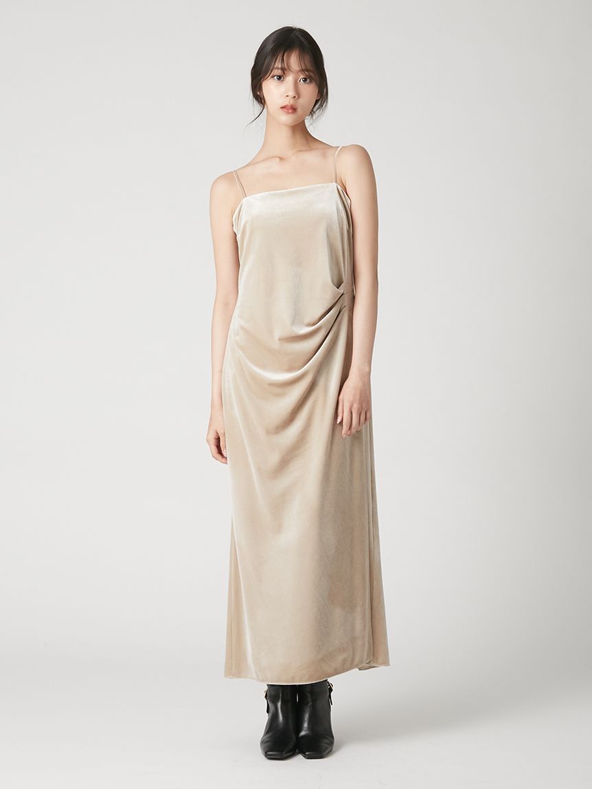 ベロアキャミIラインドレープワンピース(ロングワンピース)｜DRESS