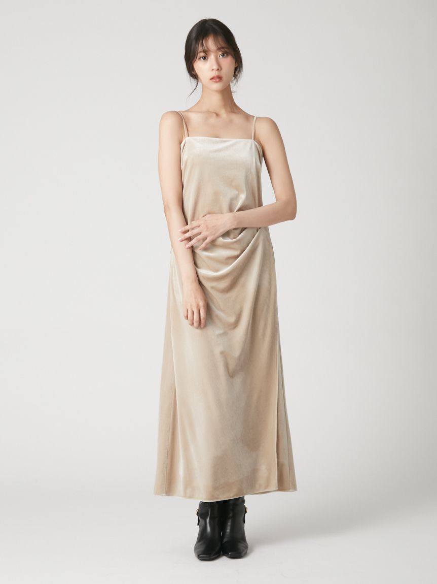 ベロアキャミIラインドレープワンピース(ロングワンピース)｜DRESS