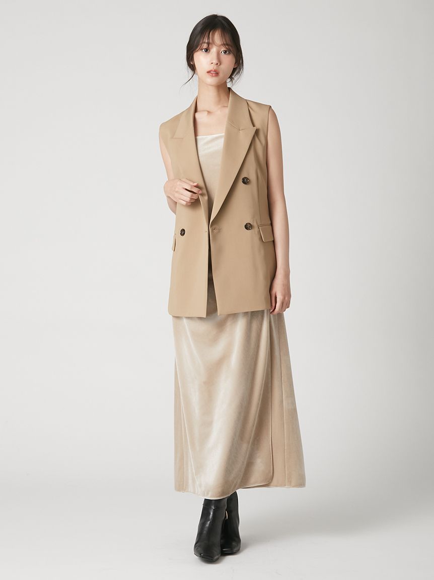 ベロアキャミIラインドレープワンピース(ロングワンピース)｜DRESS