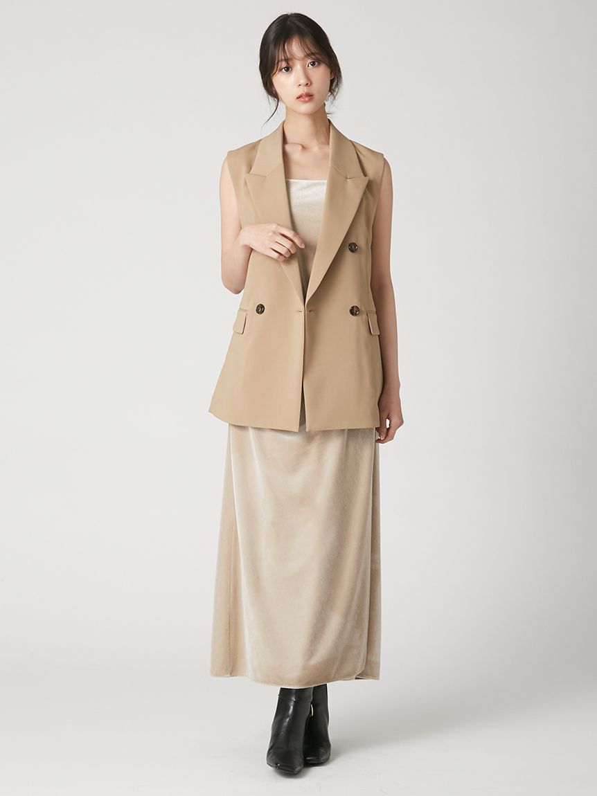 ベロアキャミIラインドレープワンピース(ロングワンピース)｜DRESS