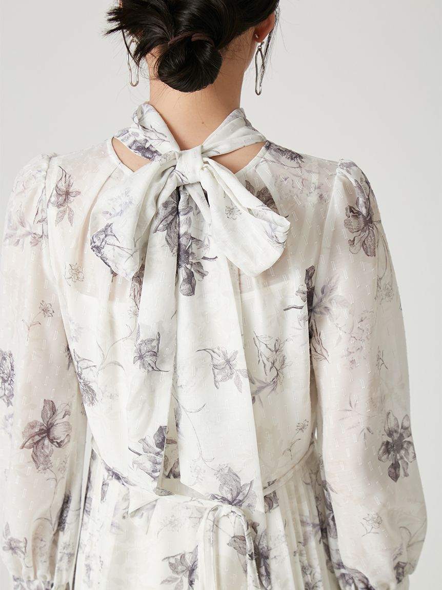 2wayボウタイフラワープリントワンピース(ロングワンピース)｜DRESS