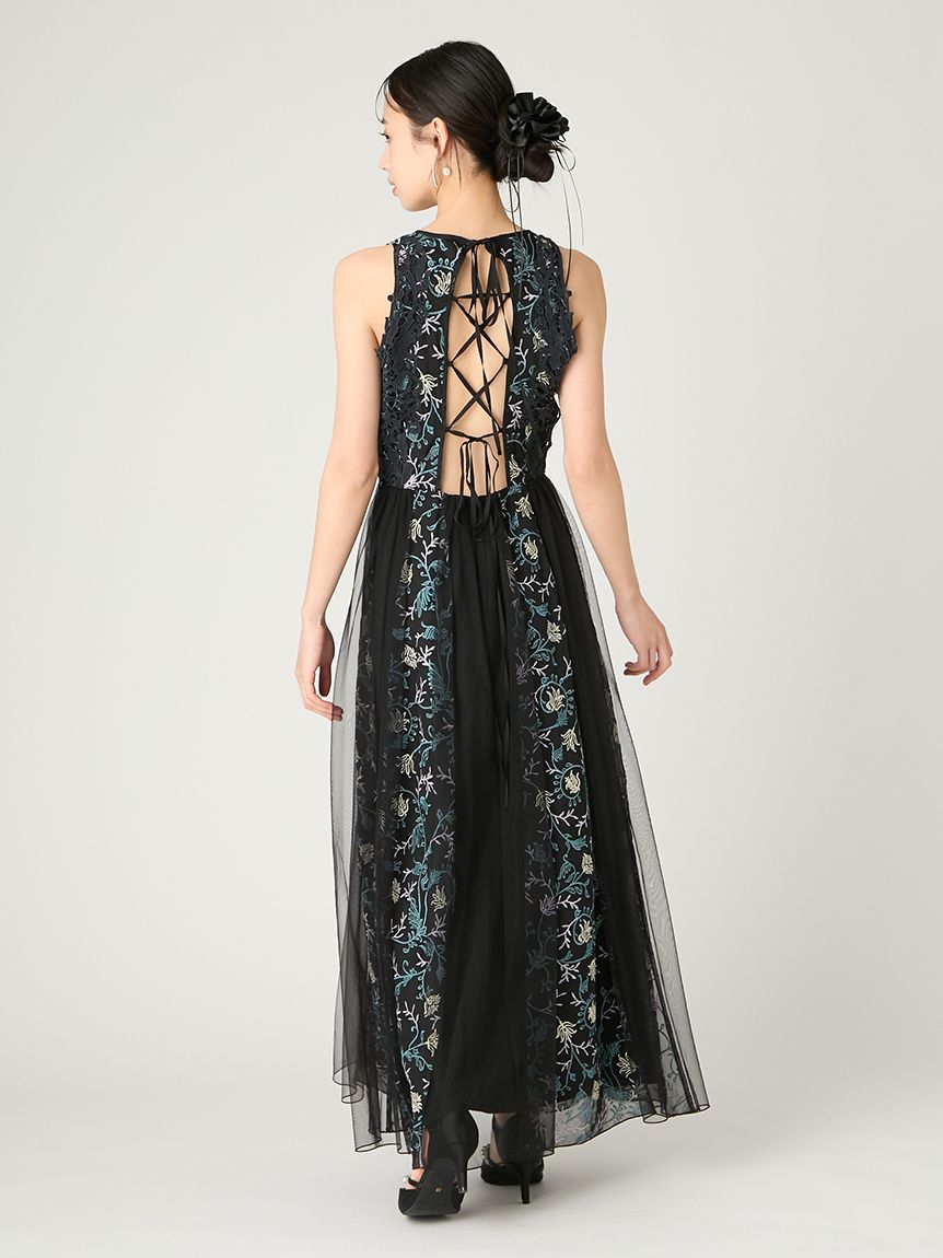 ボタニカル刺繍レースアップドレス(ロングワンピース)｜DRESS｜FRAY