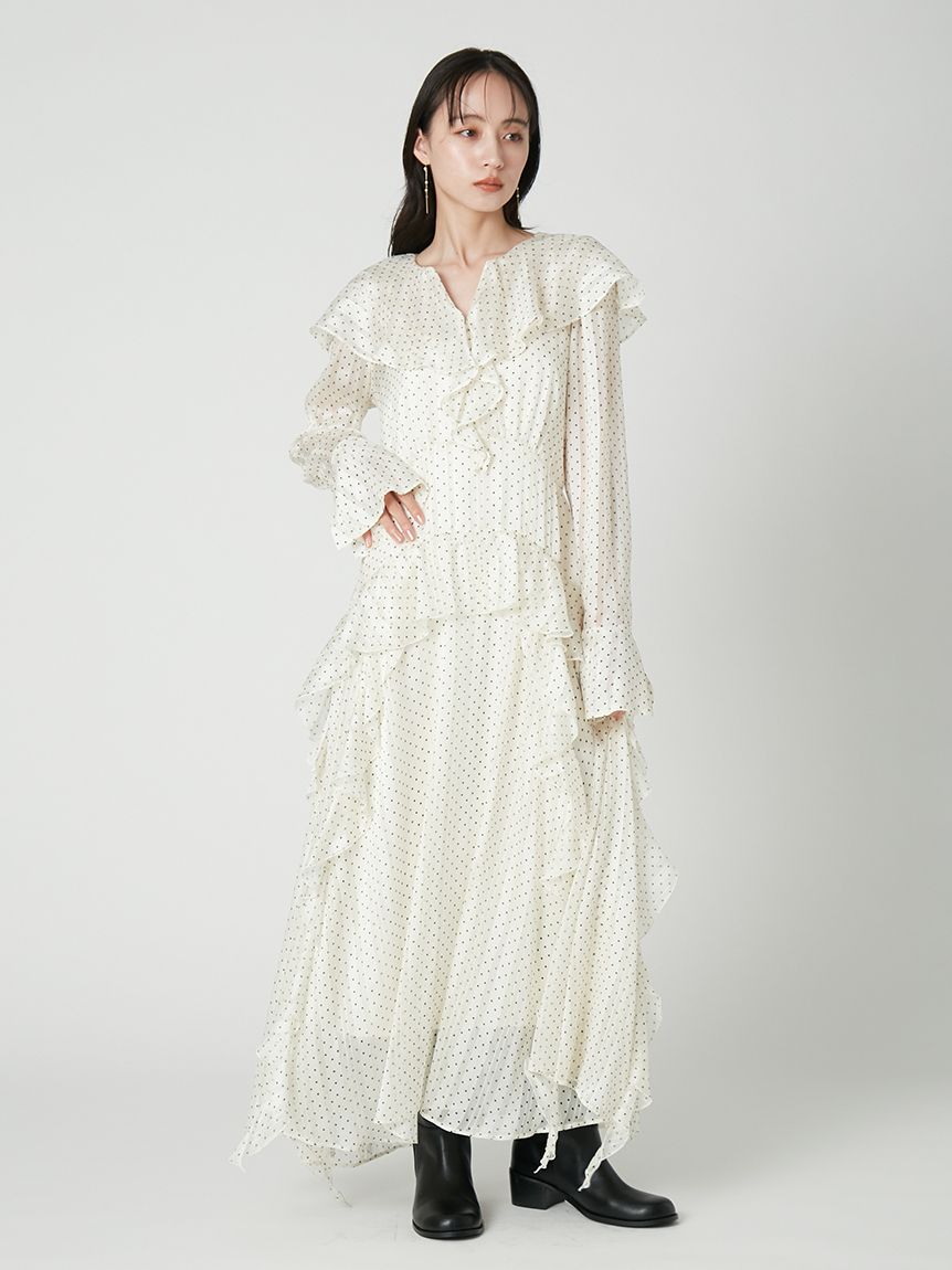 FRAY I.D ドット柄オフショルロングワンピース ドットプリントワンピース(ロングワンピース)｜DRESS｜FRAY I.D