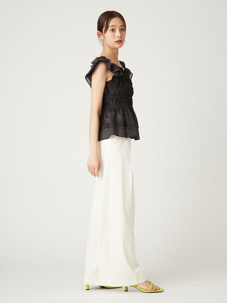 ハイウエストタックワイドマリンパンツ／ウォッシャブル・UVカット・防