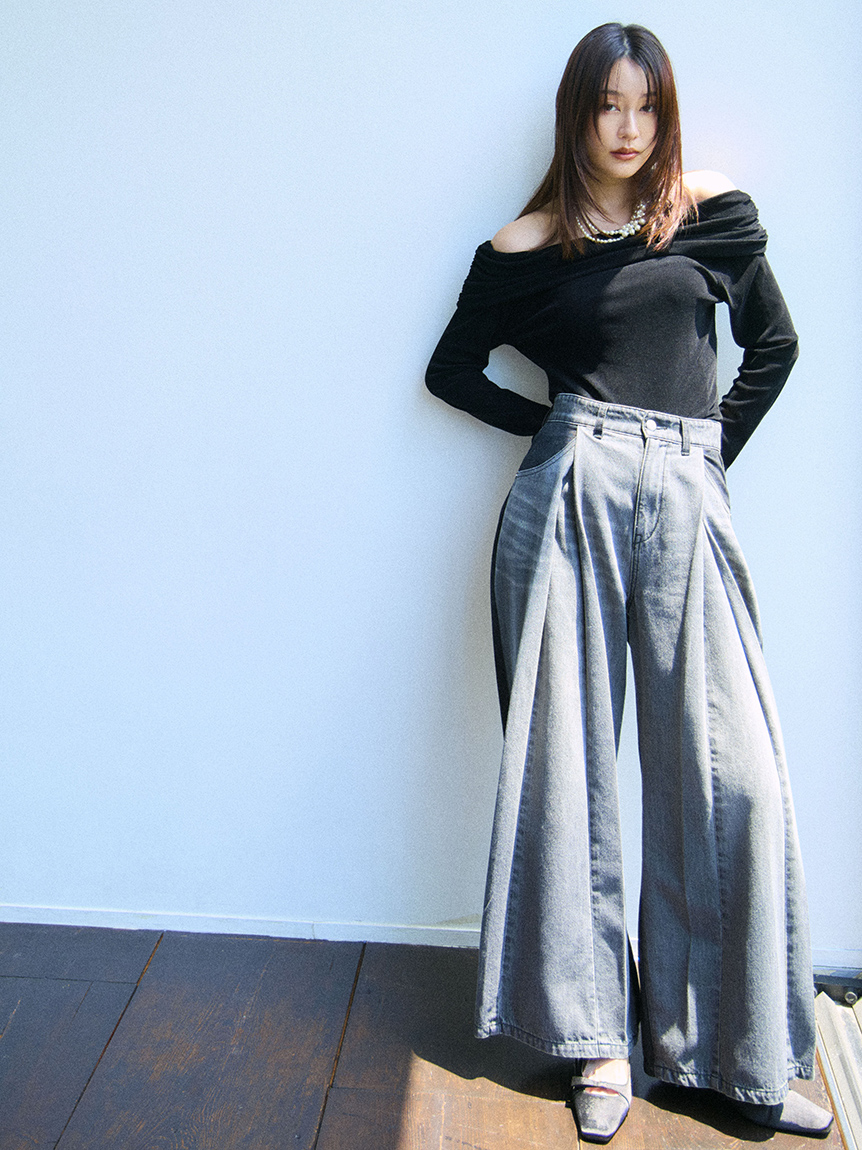 ボックスタックワイドデニムパンツ(ワイドパンツ)｜パンツ｜FRAY I.D