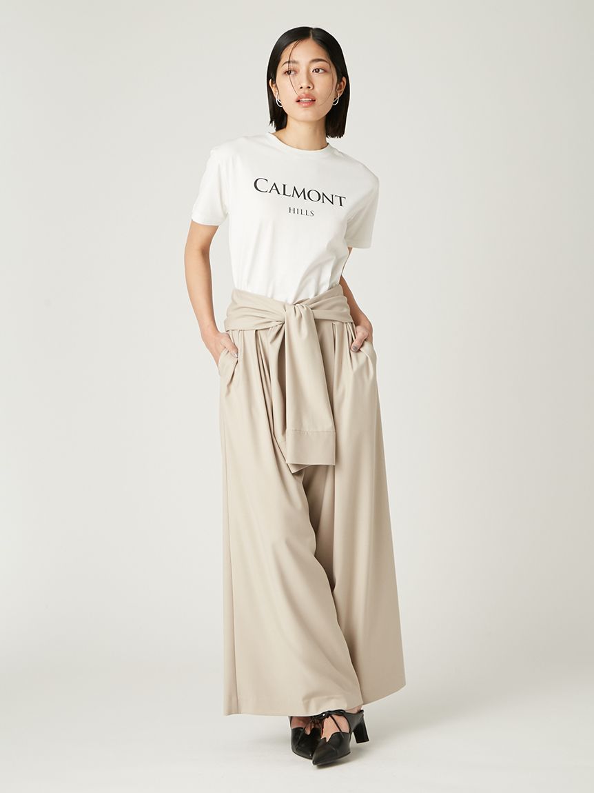 ハイウェストワイドストレートパンツGRY セール】 quaranciel:〈洗濯機可能〉チェック ハイウエスト