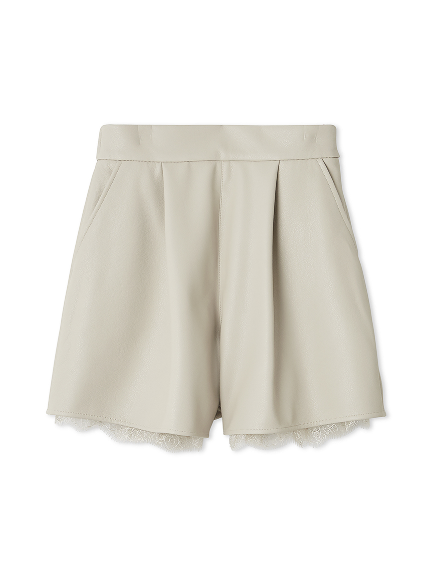 レースヘムレザーライクショートパンツ(ショート・ハーフパンツ