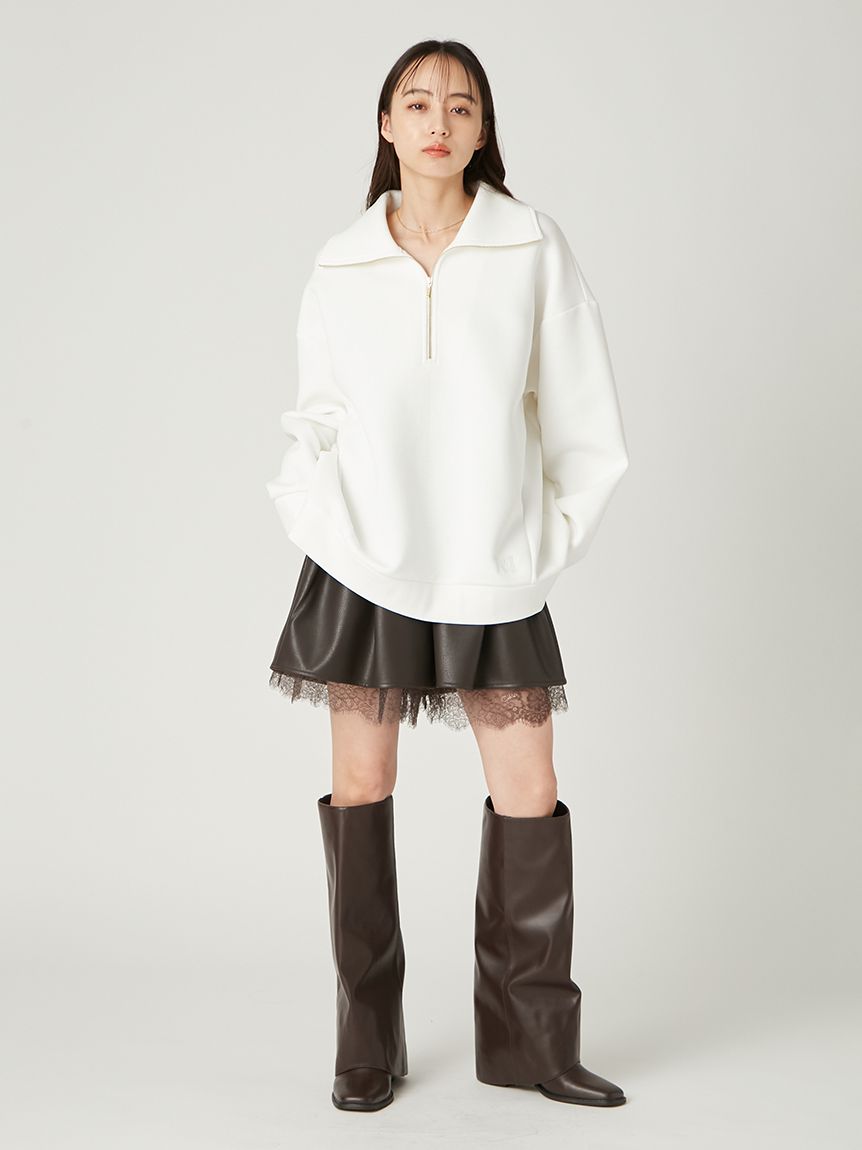 レースヘムレザーライクショートパンツ(ショート・ハーフパンツ