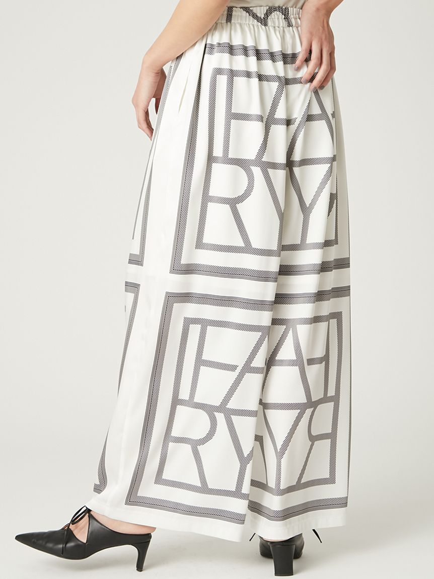 スカーフプリントイージーワイドパンツ／ウォッシャブル(ロングパンツ  