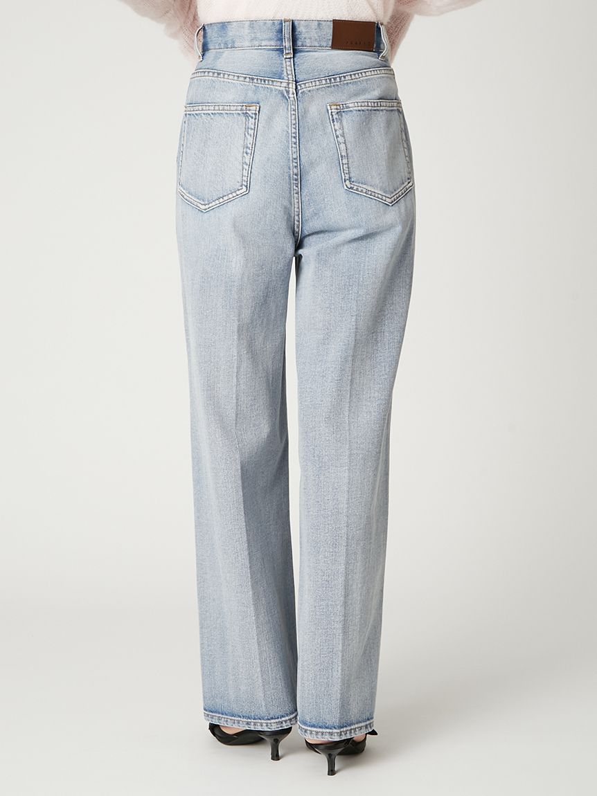 ハイウエストセンタープレスワイドデニム(ロングパンツ)｜パンツ