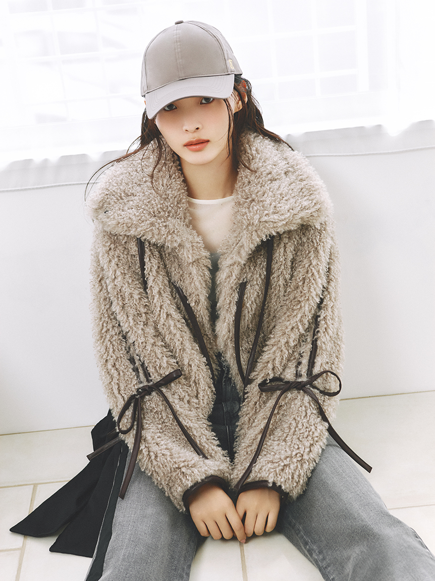 00サイズ】リボンモチーフストレートワイドデニム(デニムパンツ