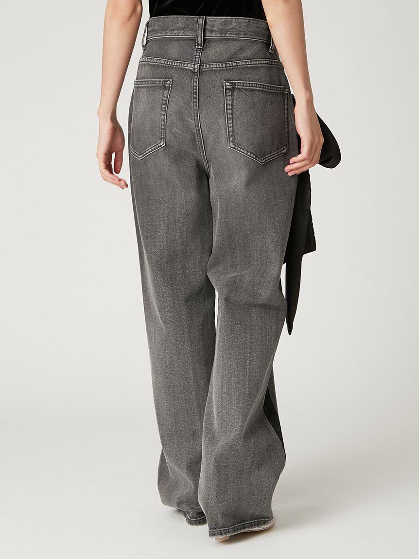 00サイズ】リボンモチーフストレートワイドデニム(デニムパンツ