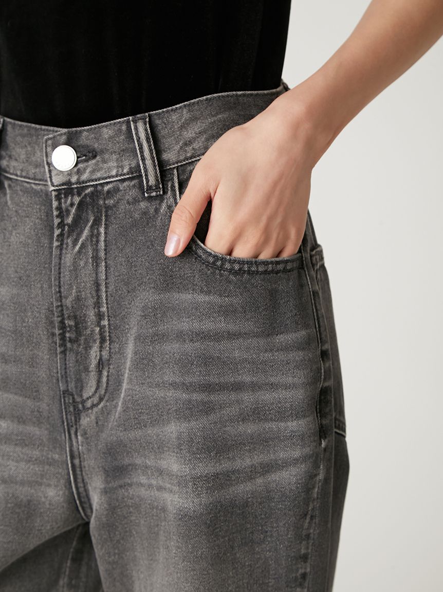 00サイズ】リボンモチーフストレートワイドデニム(デニムパンツ