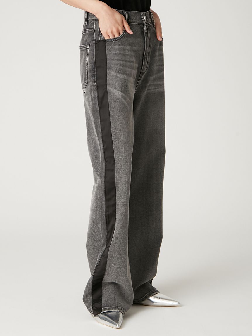 00サイズ】リボンモチーフストレートワイドデニム(デニムパンツ