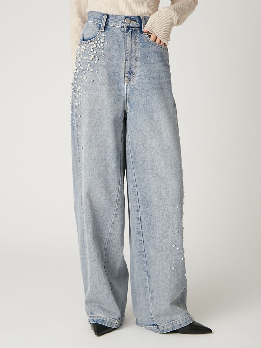 ハイウエストビジューデニム(ロングパンツ)｜パンツ｜FRAY I.D（フレイ