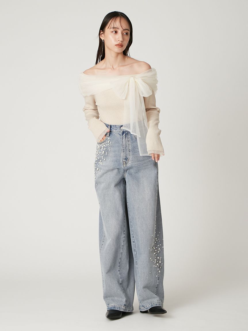 ハイウエストビジューデニム(ロングパンツ)｜パンツ｜FRAY I.D（フレイ