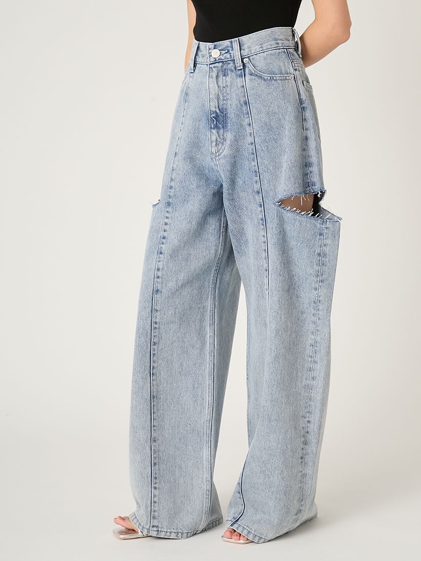 M*i様 FRAY I.D フレイ アイディーカットアウトバレルデニムパンツ 00サイズあり】カットアウトバレルデニムパンツ(ロングパンツ)｜パンツ