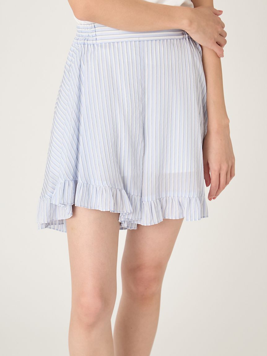 フリルヘムストライプショートパンツ(ショート・ハーフパンツ)｜パンツ