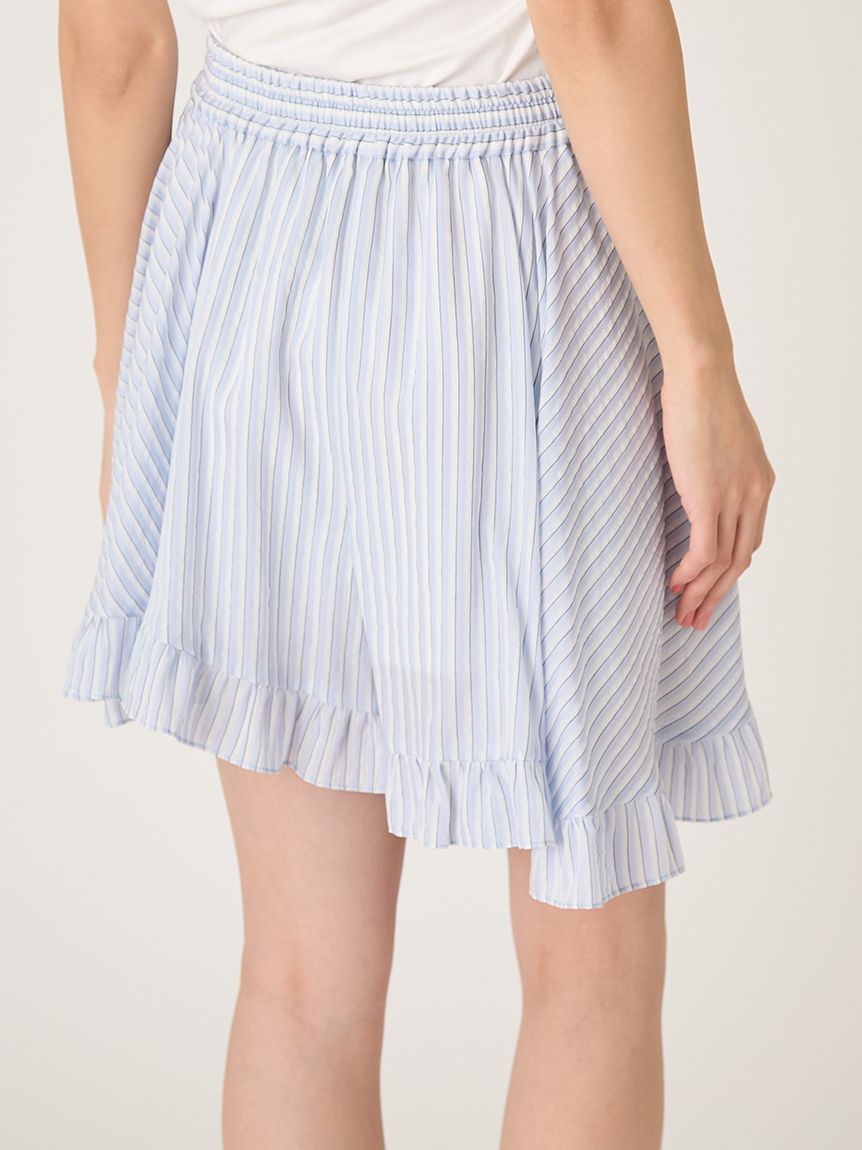 フリルヘムストライプショートパンツ(ショート・ハーフパンツ)｜パンツ