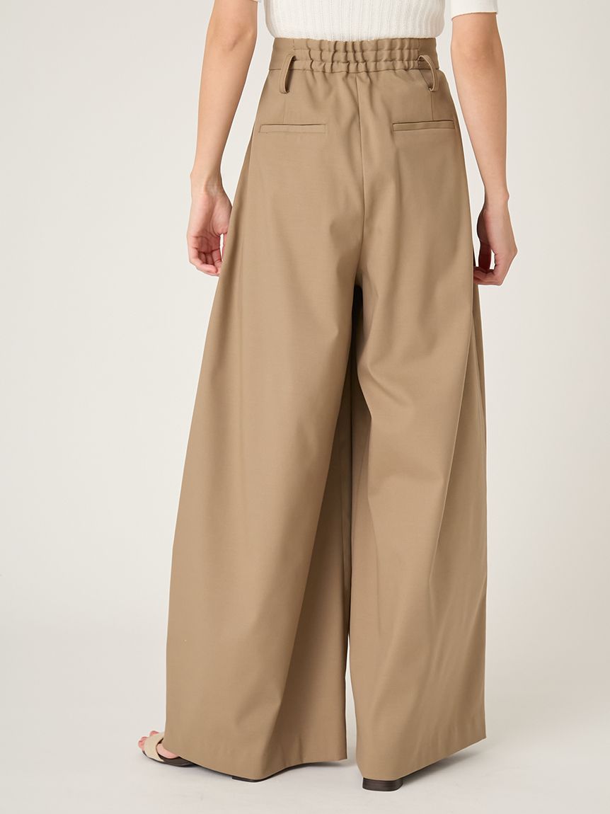 デザインタックワイドバギースラックス／ウォッシャブル(ロングパンツ