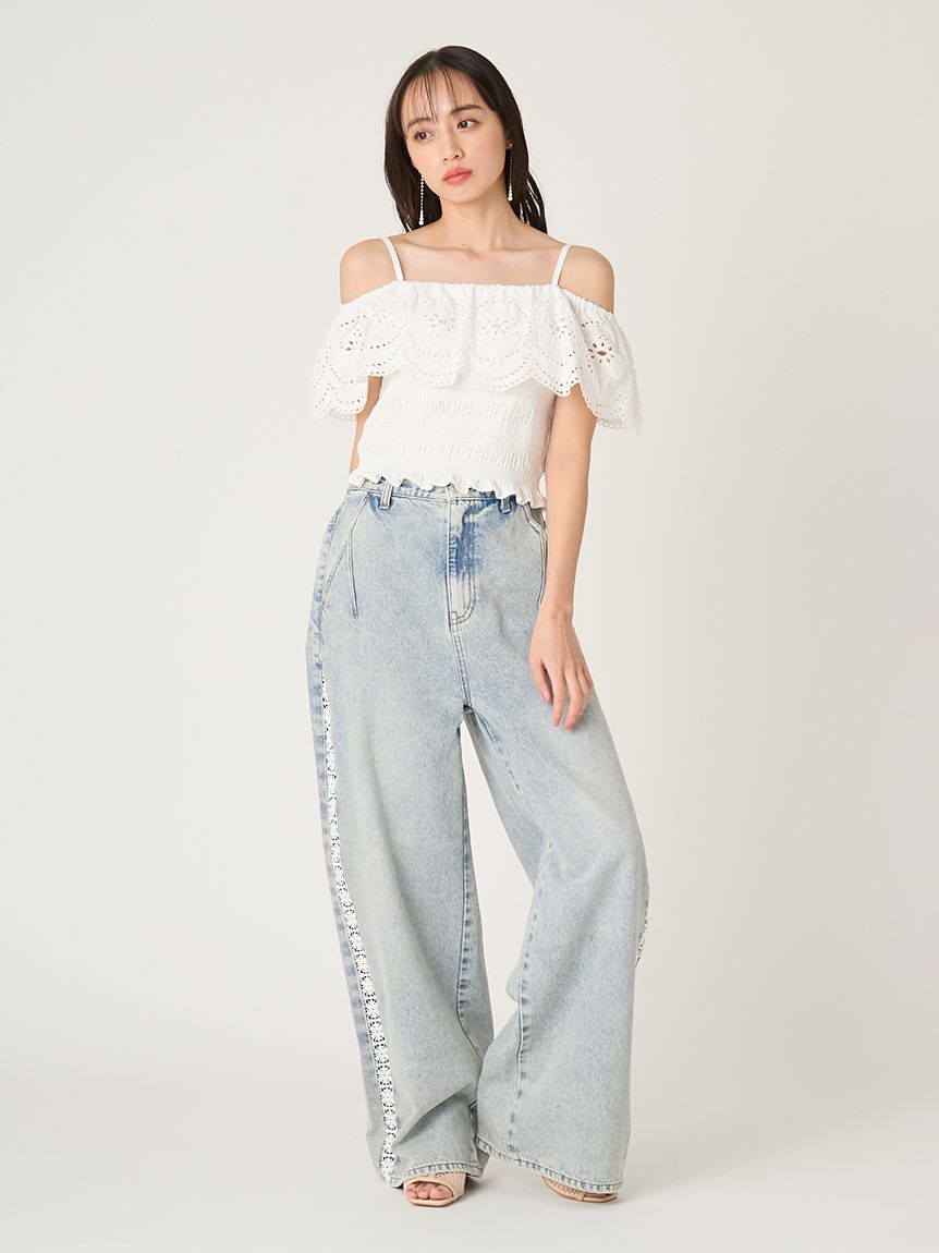 サイドラインワイドデニムパンツ(ロングパンツ)｜パンツ｜FRAY I.D