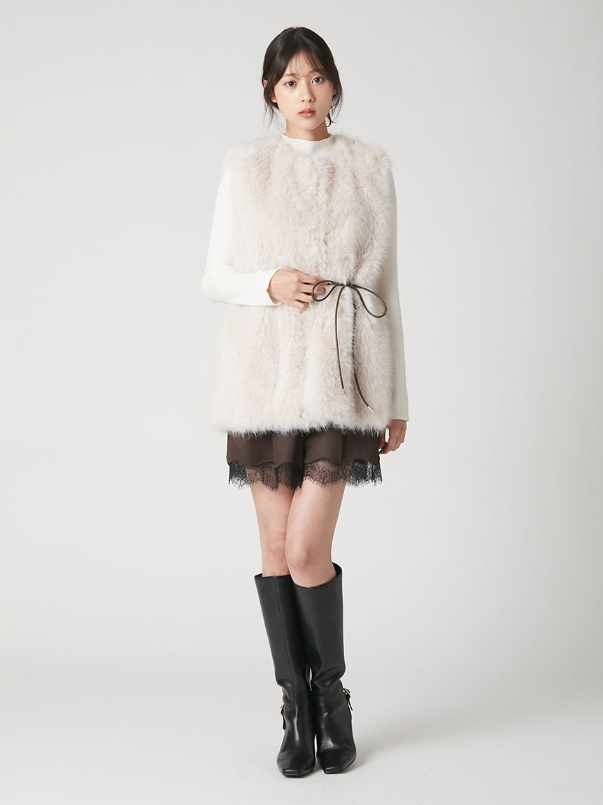 yori ショートパンツ　トリプルクロス　オフホワイト　38 美品 レーストリムショートパンツ(ショート・ハーフパンツ)｜パンツ｜FRAY